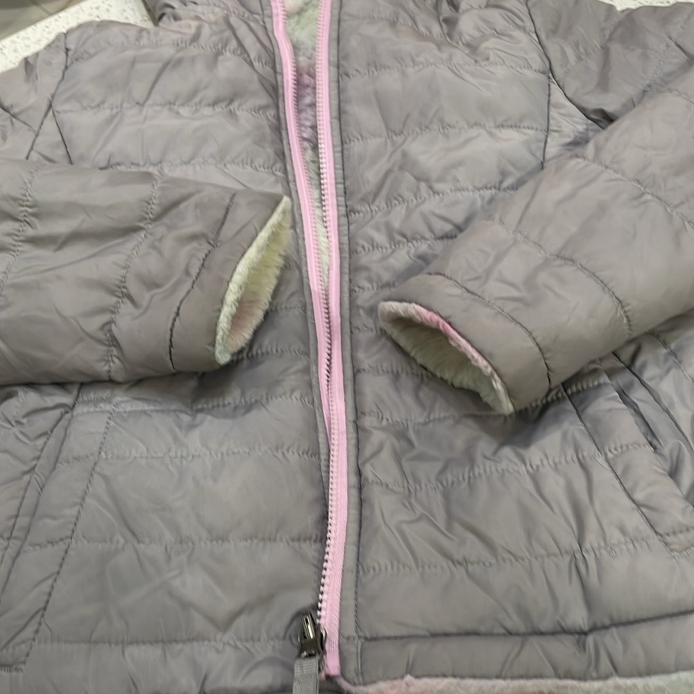 SO Gray and Pink Reversible Puffer Jacket with Quilted size 10/12 - Picture 6 of 6